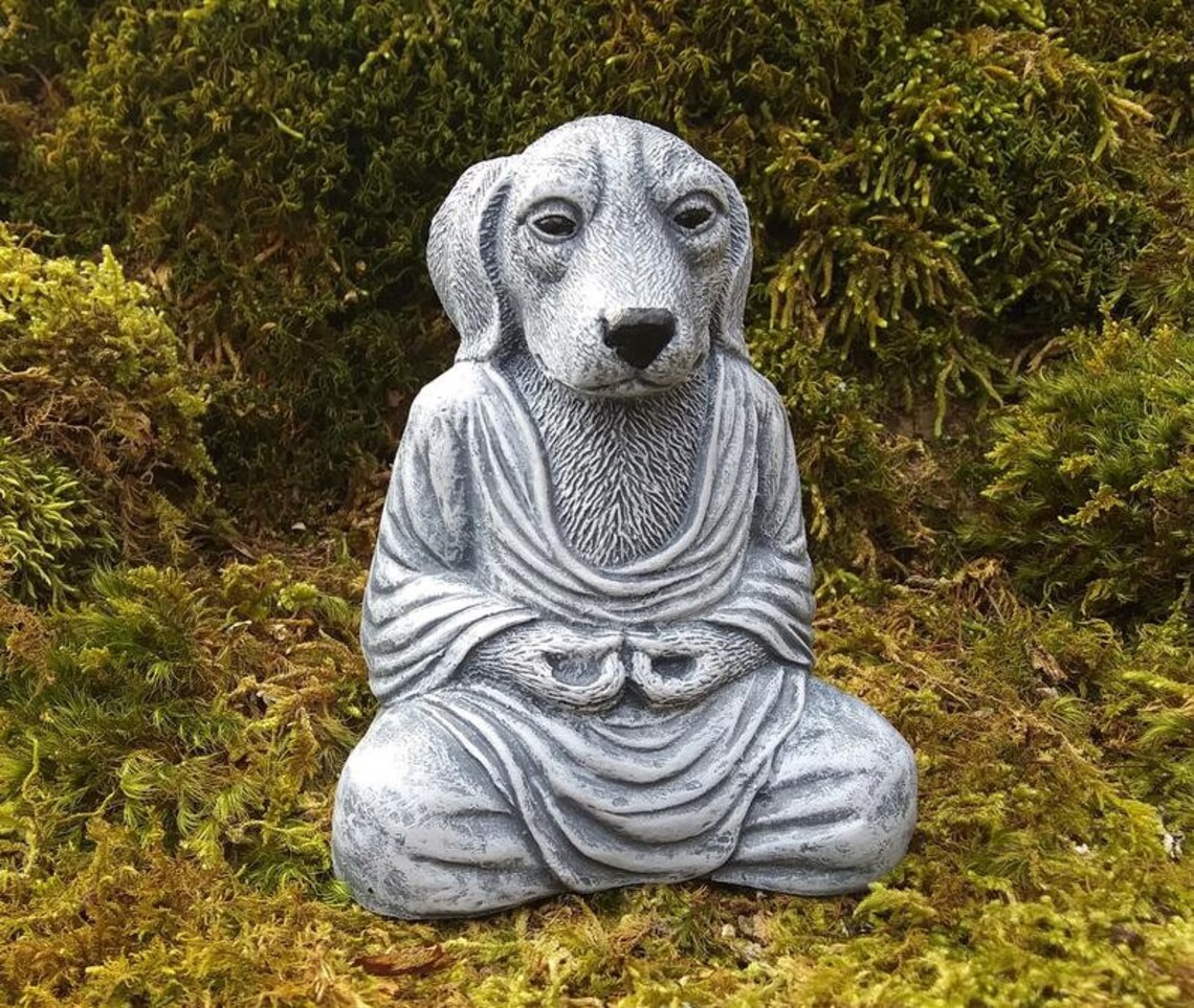 Buddha Dog Statue Meditating Dog Statue Zen Dog Statue Dog Etsy