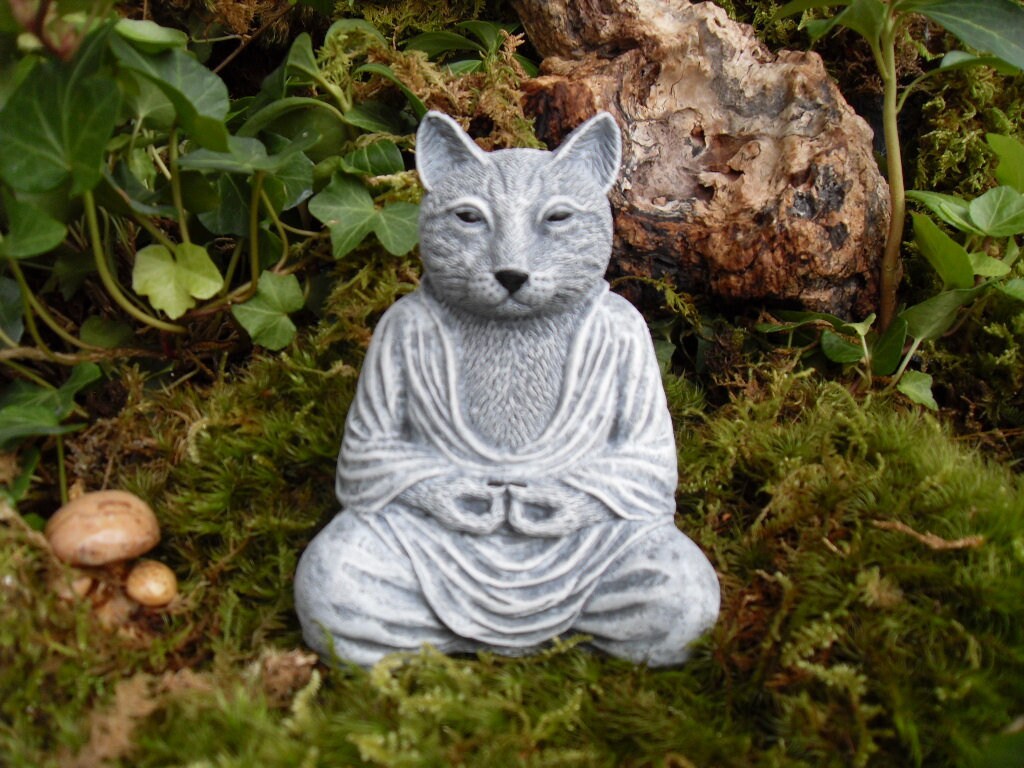 Cat Statue Buddha Cat Statue Zen Cat Statue Meditating Cat Etsy