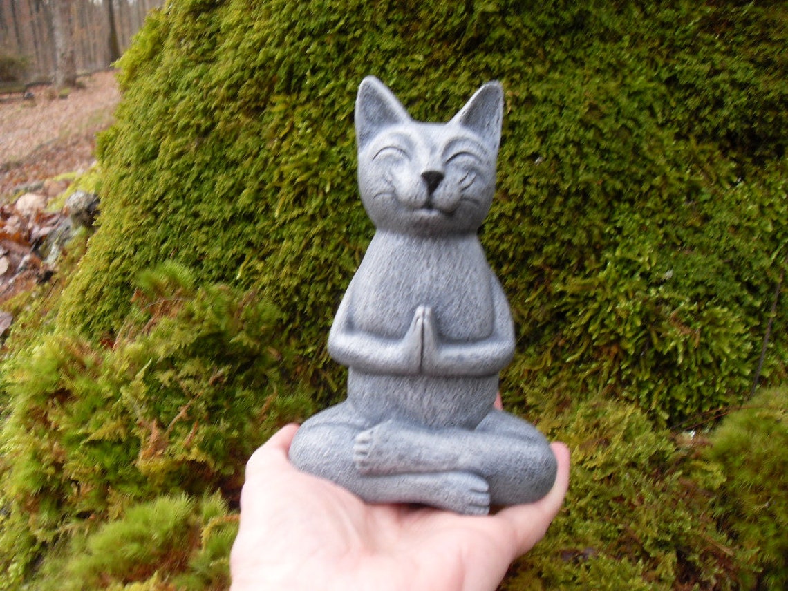 Yoga Cat Statue Meditating Cat Statue Zen Cat Statue Etsy