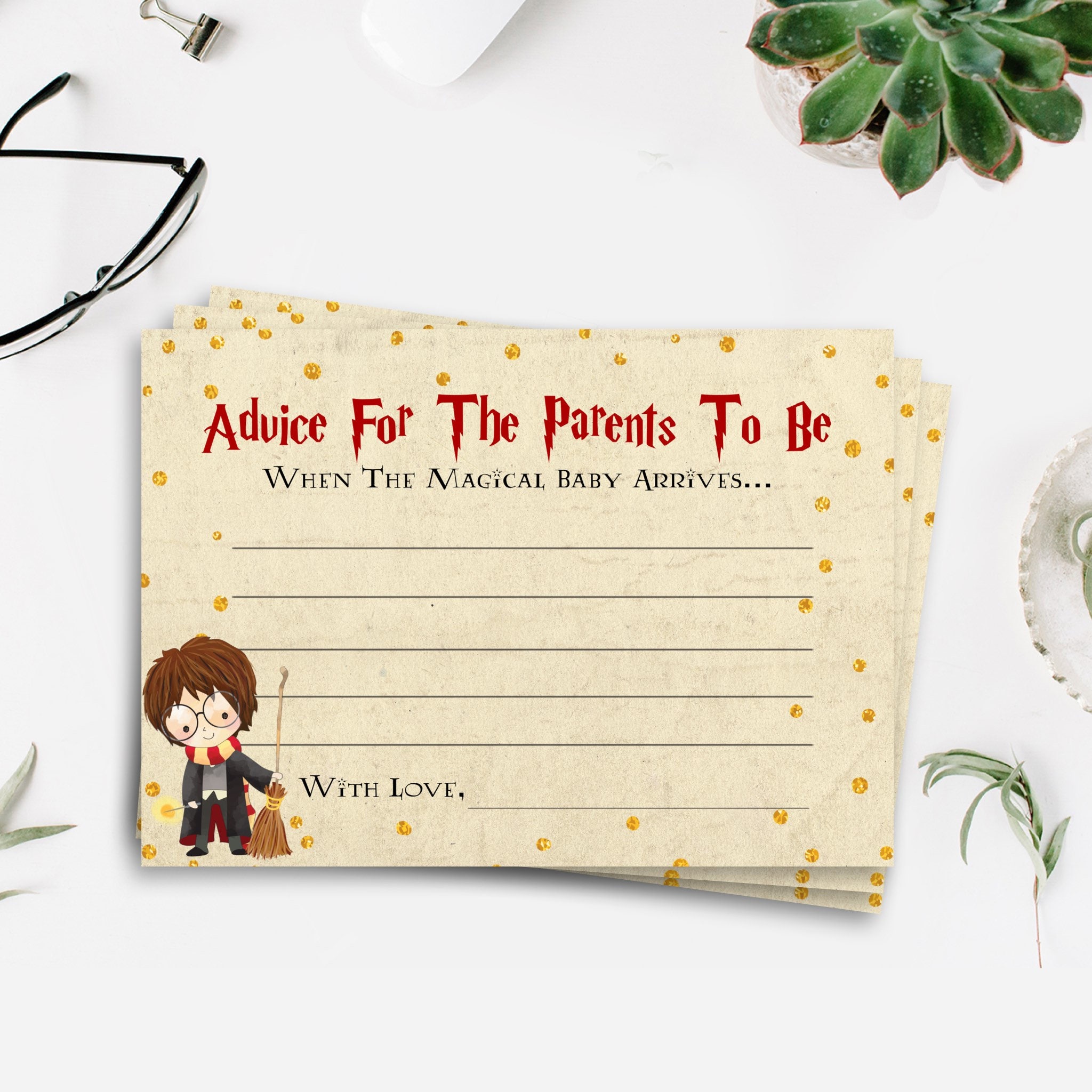 Harry Potter Baby Shower Advice Card Harry Potter Printable Etsy