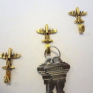 Mini Airplane Hooks: Bronze Finish, Set of 3