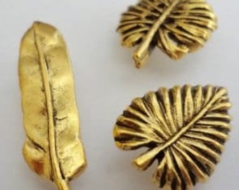 Tropical Leaf Push Pins, Leaf Thumb Tacks, Tropical Push Pins, Coastal Decor, Decorative Push Pins, Metal Push Pins, Gold Push Pins, 15pcs