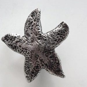 Starfish Knob, Coastal Handle, Beach Cabinet Knob, Ocean Drawer Pull, 1pc, Antique Silver