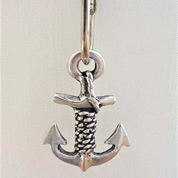 Anchor Shower Curtain Hook Adornment, Antique Silver, Set of 12