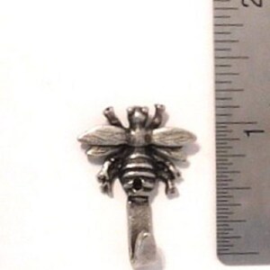 Mini Bee Hooks for Wall, Bumblebee Picture Hangers, Decorative Jewelry Hooks, Nature-Inspired Home Decor, Set of 3, Silver or Gold Finish image 3
