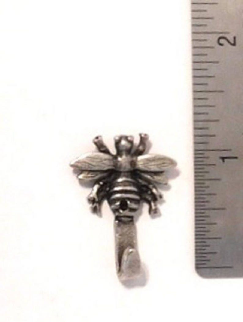 Mini Bee Hooks for Wall, Bumblebee Picture Hangers, Decorative Jewelry Hooks, Nature-Inspired Home Decor, Set of 3, Silver or Gold Finish image 3