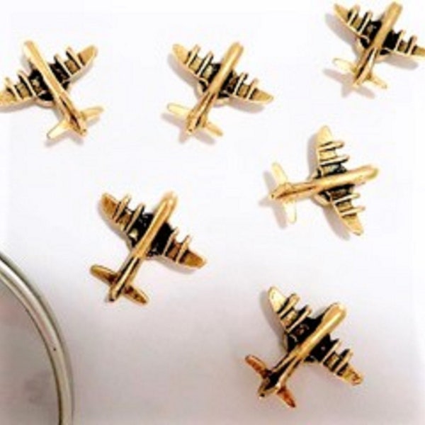 Airplane Magnets, 6pc set, Gold & Silver Finishes Available