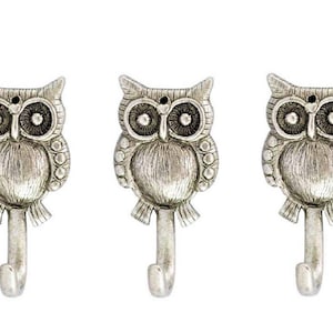 Antique Silver Owl Hooks: Nature Home Decor, 3pc Set