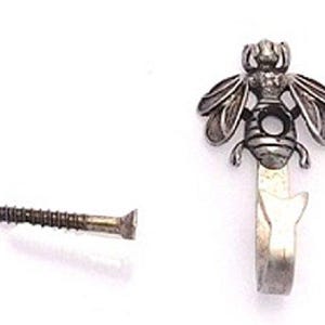 Bee Wall Hook, Decorative Silver Hook, Medium Picture Hook, Jewelry Organizer, Wall Mount Hanger, 1 Piece