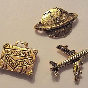 Travel The World Push Pins, Decorative Push Pins, Unique Silver Push Pins, 15 Piece Metal Push Pin Set