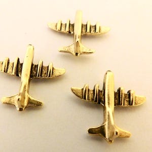 Gold Airplane Lapel Pins: Plane Tie Tacks, Hat Pins - 3pc Set