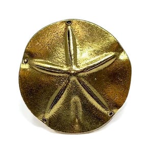 Sand Dollar Cabinet Knob | Decorative Gold Beach Drawer Pull Coastal Kitchen Bathroom Hardware Single Piece