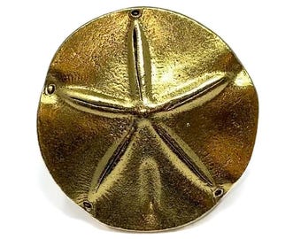 Sand Dollar Cabinet Knob | Decorative Gold Beach Drawer Pull Coastal Kitchen Bathroom Hardware Single Piece