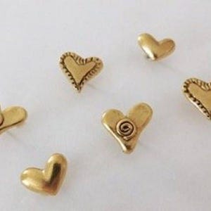 Heart Push Pins, Decorative Push Pins, Love Push Pins, Heart Thumb Tacks, Bulletin Board Pins, 15pc, Gold or Silver