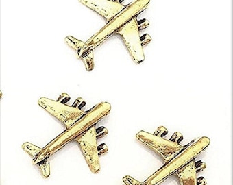 Airplane Lapel Pins Set of 3, Gold Plane Pins for Jacket, Hat, or Tie, Pilot Gift, Airplane Jewelry, Aviation Accessories, Travel Lover Gift