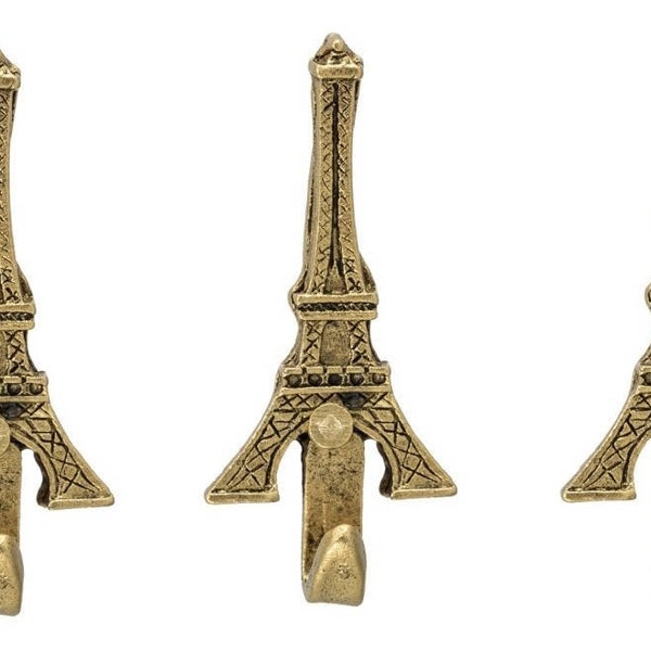 Mini Eiffel Tower Hooks, Picture Hooks, Jewelry Hooks, Decorative Wall Hooks, Set of 3, Silver Finish