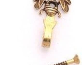 Bee Wall Hook, Medium Decorative Hook, Jewelry Hanger, Picture Hook, Gold Finish, Aesthetic Home Decor, 1 Piece