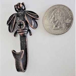Bee Decorative Metal Wall Hook, Bronze Finish, 1 Pc