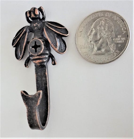 Bee Decorative Metal Wall Hook, Bronze Finish, 1 Pc