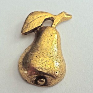Pear Push Pins: Gold Decorative Metal Thumb Tacks - 15 Piece Set