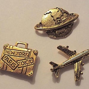 Travel The World Push Pins (10 Pc Set) | Decorative Silver Globe Thumb Tacks Map Marking Office Decor Gift
