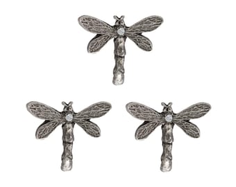 Dragonfly Wall Hooks 3pcs, Decorative Jewelry Hooks, Key Hangers, Antique Silver Dragonfly Home Decor, Picture Hooks, Small Wall Hooks