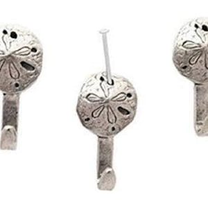 Mini Sand Dollar Hooks (3 Pc Set) | Antique Silver Coastal Wall Hook Nautical Beach House Jewelry Key Organizer Small Metal Accent