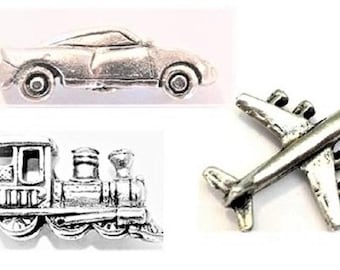 Travel Push Pins (10 Pc Set) | Decorative Silver Train Car Plane Thumb Tacks Map Marking Office Decor Gift