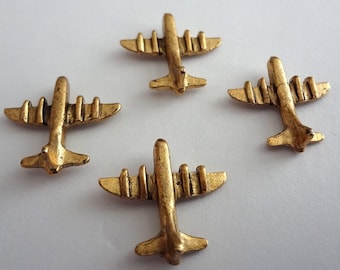 Airplane Push Pins (15 Pc Set) | Decorative Gold Thumb Tacks Travel Map Marking Aviation Office Desk Decor Unique Gift