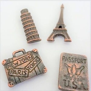 Travel The World Push Pins (10 Pc Set) | Decorative Bronze Compass Globe Thumb Tacks Map Marking Rustic Office Gift