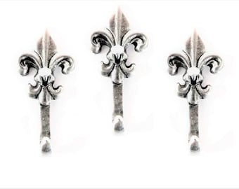 Fleur De Lis Wall Hooks Set of 3, Mini French Decor Hooks, Elegant Key Hooks, Jewelry & Picture Hangers, Parisian Home Accent