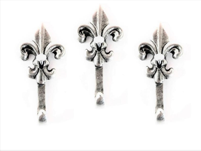 Mini silver fleur de lis hooks