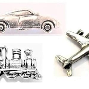 Travel Push Pins (15 Pc Set) | Decorative Silver Train Car Plane Thumb Tacks Map Marking Office Decor Gift