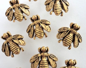 Rose Gold Bumble Bee Push Pins (10 Pc Set) | Decorative Metal Thumb Tacks Glam Office Desk Decor Unique Gift for Teacher Her