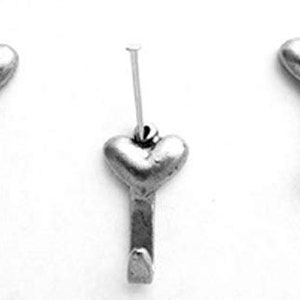 Mini Heart Hooks, Heart Wall Hooks, Heart Jewelry Hooks, Decorative Key Hook, Pretty Picture Hangers, Heart Home Decor, 3pcs, Antique Silver