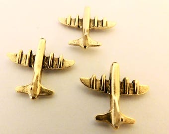 Airplane Lapel Pins 3 pc, Gold Plane Tie Tacks and Hat Pins, Plane Jewelry Gift for Pilots and Travelers, Plane Accessories for Men & Women