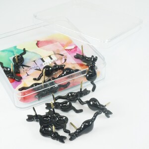 Black Cat Push Pins, Decorative Push Pins, Unique Black Painted Push Pins, 15 Piece Metal Push Pin Set