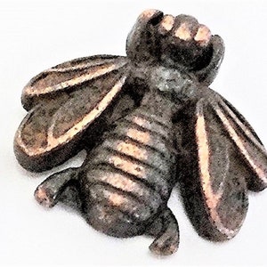 Small metal antique bronze bumble bee push pins, set of 15