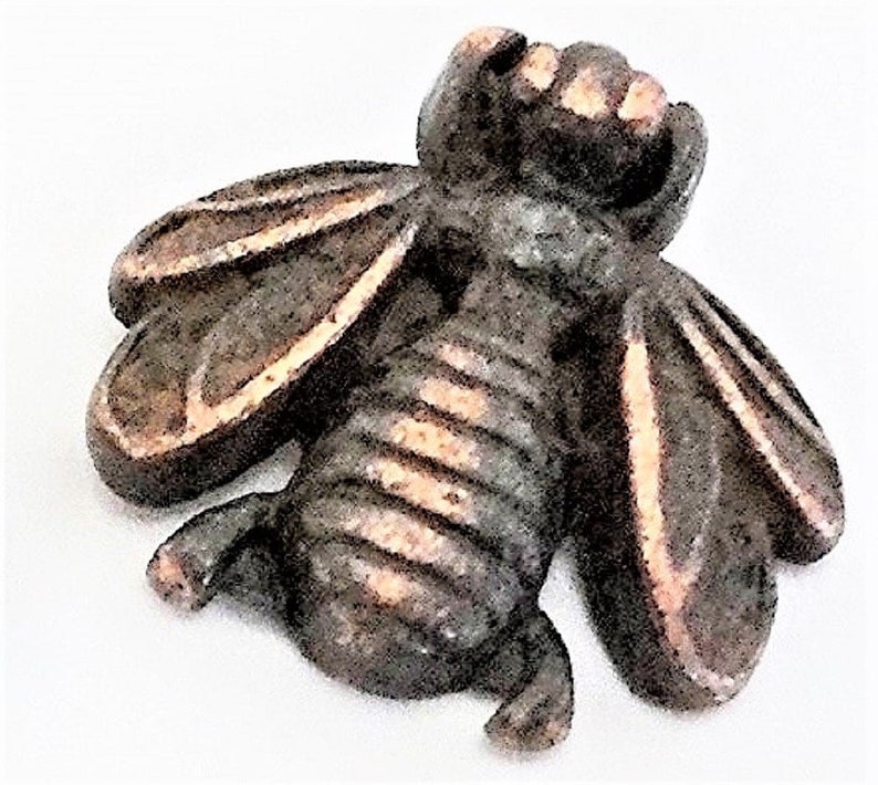 Small metal antique bronze bumble bee push pins, set of 15