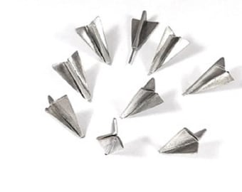 Paper Airplane Push Pins (10 Pc Set) | Decorative Silver Thumb Tacks Travel Office Desk Decor Unique Nostalgic Gift