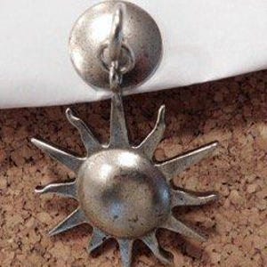 Sun Roller Shade Pull (Silver) | Celestial Window Treatment Accent Decorative Metal Shade Cord Pull Housewarming Gift