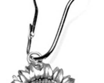 Sunflower Shower Hooks (12 Pc Set) | Antique Silver Decorative Bathroom Accents, Farmhouse Garden Decor, USA Made Gift