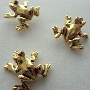 Frog Push Pins (10 Pc Set) | Decorative Gold Thumb Tacks | Metal Push Pins | Nature Gifts