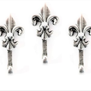 Fleur De Lis Mini Hooks, Picture Hooks, Jewelry Hooks, Decorative Hooks, Set of 3