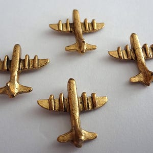 Airplane Push Pins (10 Pc Set) | Decorative Gold Thumb Tacks Travel Map Marking Aviation Office Desk Decor Unique Gift