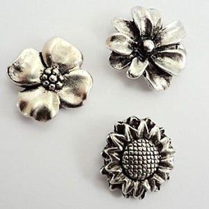Flower Push Pins (10 Pc Set) | Decorative Silver Pansy Daisy Sunflower Thumb Tacks Garden Office Decor Unique Gift