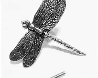 Antique Silver Dragonfly Cabinet Knob: Nature-Themed Furniture Handle