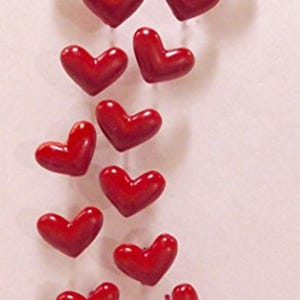 Red Heart Push Pins (15 Pc Set) | Decorative Red Thumb Tacks, Unique Valentine's Day Gift, Teacher & Desk Decor