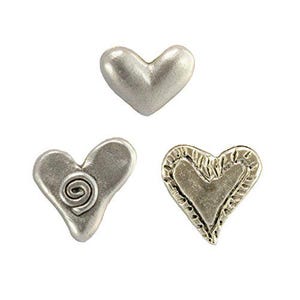 Heart Push Pins: Metal Bulletin Board Tacks (15pc, Gold/Silver)