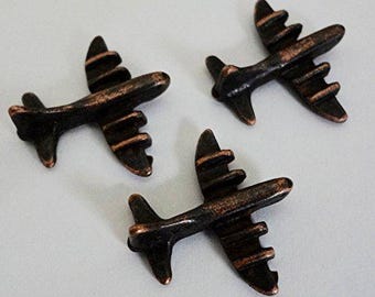 Airplane Push Pins (10 Pc Set) | Decorative Bronze Thumb Tacks Travel Map Marking Rustic Aviation Office Desk Decor Gift